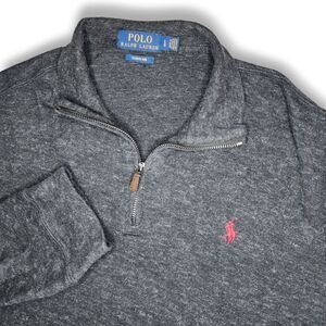 Polo Ralph Lauren Large‎ Estate-Rib Quarter-Zip Pullover Charcoal Heather black